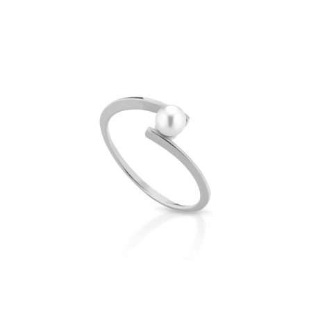 Anello con perla coltivata in oro 18kt Ø 4-4,5 mm
