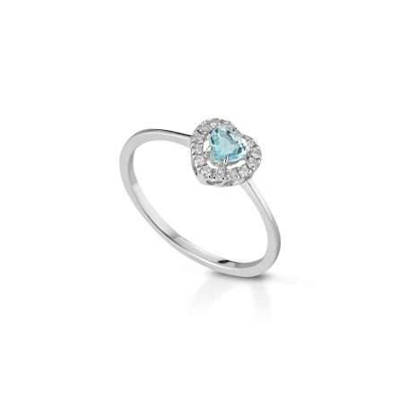 Anello in oro bianco 18kt con acquamarina 0,22ct e diamanti 0,09ct