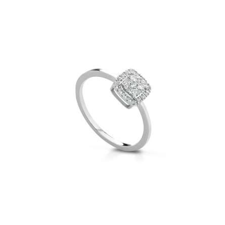 Anello in oro bianco 18kt con diamanti 0,15ct