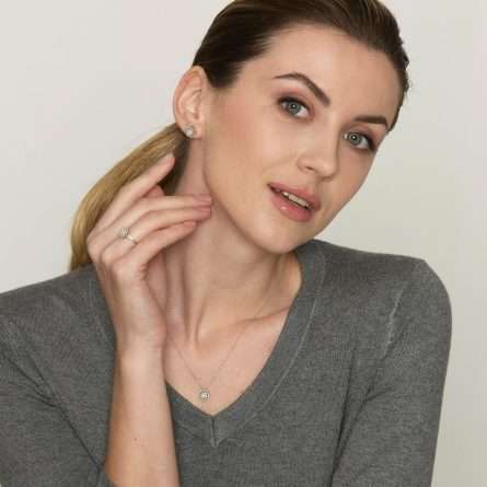 Orecchini a lobo con doppio contorno in oro 18kt con diamanti 0,49ct — LeLune