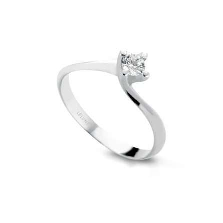 Anello solitario Valentino in oro bianco 18kt con diamanti da 0,05 a 0,10ct