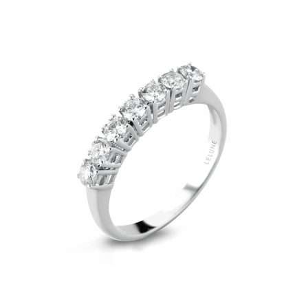 Anello veretta a 7 pietre in oro bianco 18kt con diamanti da 0,35 a 0,50ct