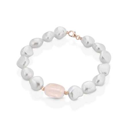 Bracciale di perle barocche in oro rosa 18kt Ø 10-11 mm