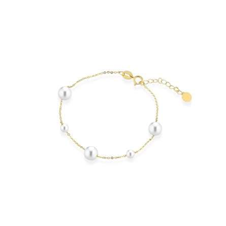 Bracciale di perle coltivate d'acqua dolce in oro 18kt Ø 3,5 e 6,5 mm — LeLune