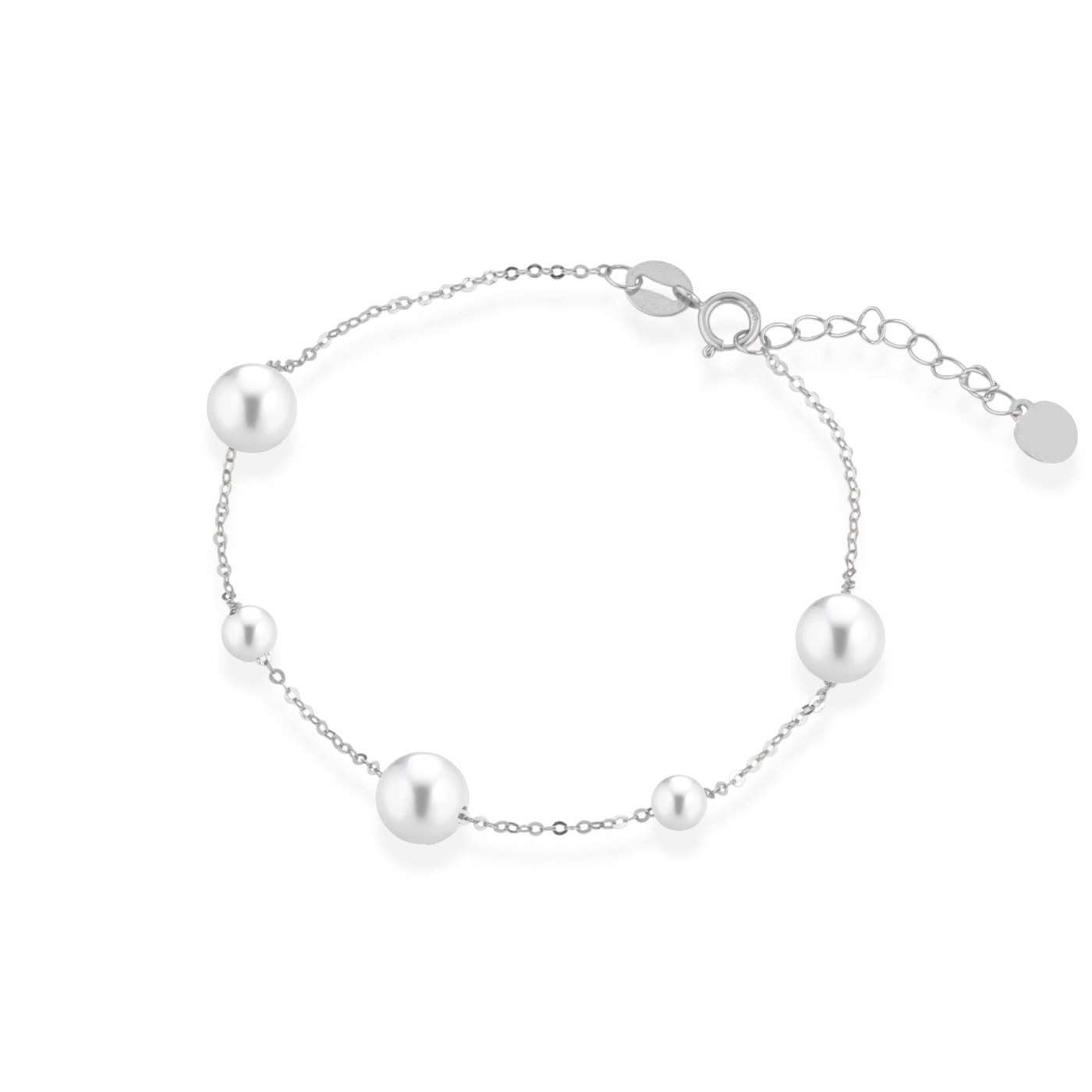 Bracciale di perle coltivate d'acqua dolce in oro 18kt Ø 3,5 e 6,5 mm — LeLune