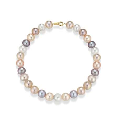Bracciale di perle coltivate d'acqua dolce in oro bianco 18kt Ø 4,5-5 e -5,5-6 e -6,5-7 mm — LeLune