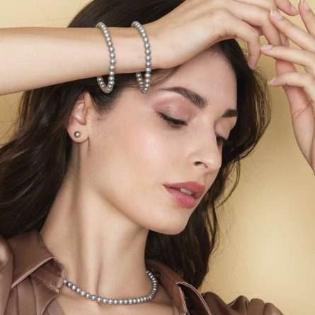 Bracciale di perle coltivate d'acqua dolce in oro bianco 18kt Ø 4,5-5 e -5,5-6 e -6,5-7 mm — LeLune