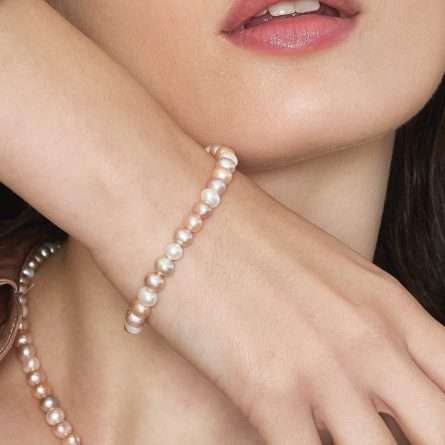 Bracciale di perle coltivate d'acqua dolce in oro bianco 18kt Ø 4,5-5 e -5,5-6 e -6,5-7 mm — LeLune
