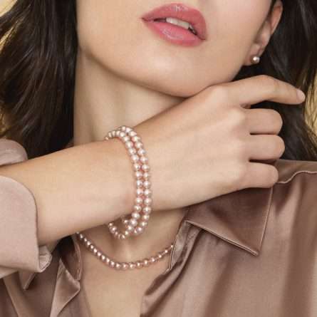Bracciale di perle coltivate d'acqua dolce in oro bianco 18kt Ø 4,5-5 e -5,5-6 e -6,5-7 mm — LeLune