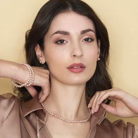 Bracciale di perle coltivate d'acqua dolce in oro bianco 18kt Ø 4,5-5 e -5,5-6 e -6,5-7 mm — LeLune