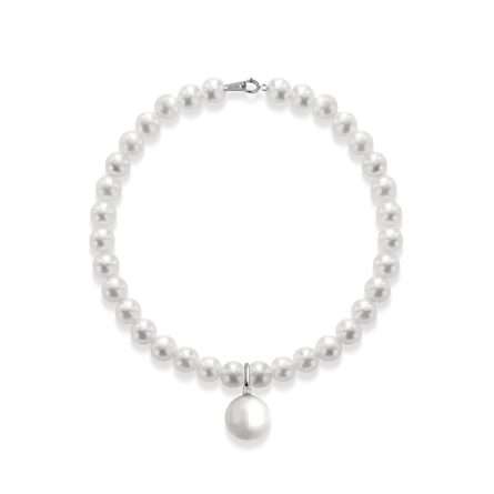 Pulsera de perlas cultivadas de agua dulce en oro blanco de 18K Ø 4,5-5 y 8-8,5 mm