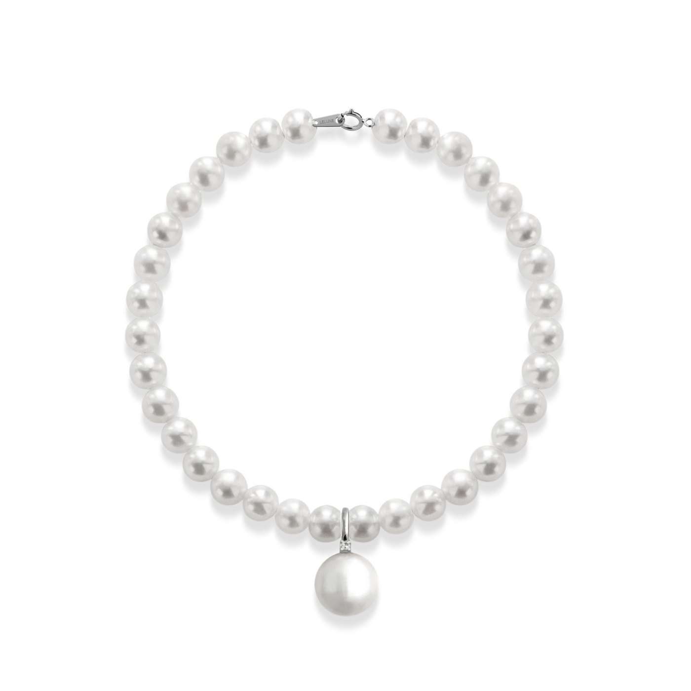 Bracciale di perle coltivate d'acqua dolce in oro bianco 18kt Ø 4,5-5 e 8-8,5 mm — LeLune