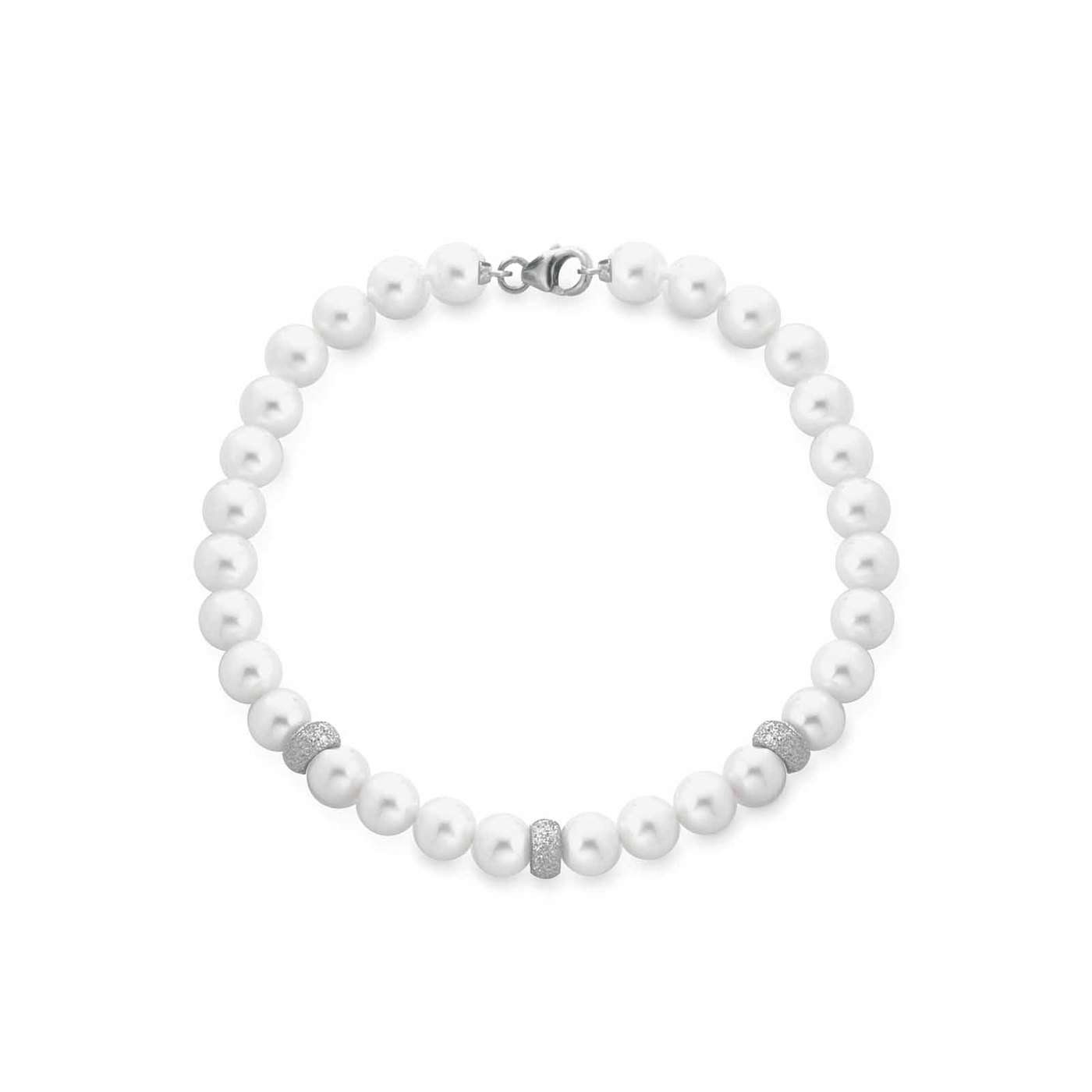 Bracciale di perle coltivate d'acqua dolce in oro bianco 18kt Ø 5,5-6 mm — LeLune