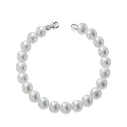 Pulsera de perlas cultivadas de agua dulce en oro blanco de 18K Ø 7,5-8 mm