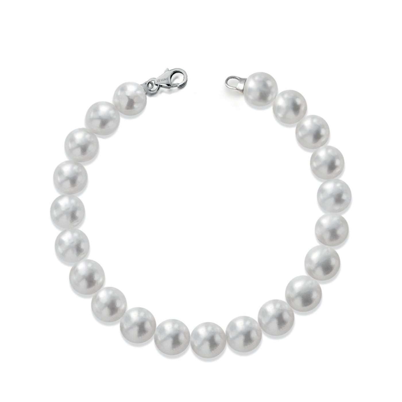 Bracciale di perle coltivate d'acqua dolce in oro bianco 18kt Ø 7,5-8 mm — LeLune
