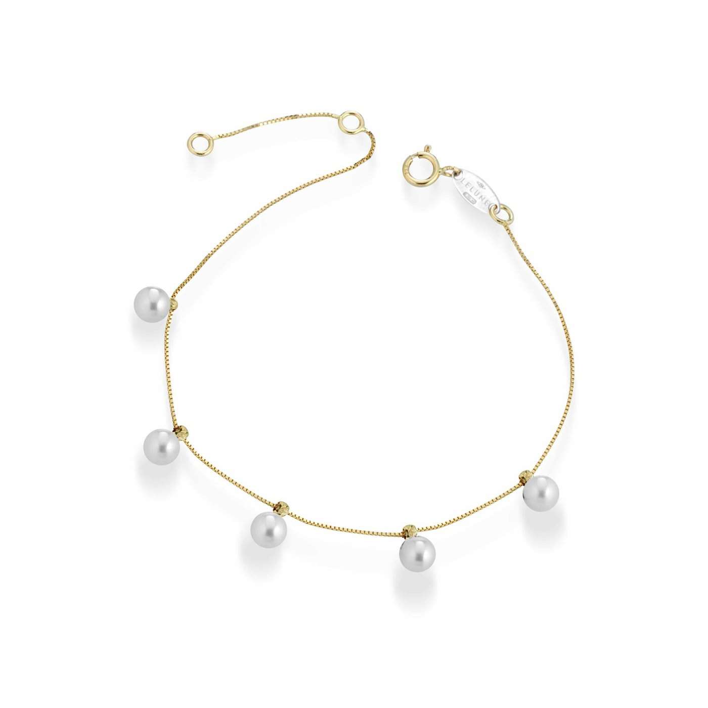Bracciale di perle coltivate d'acqua dolce in oro giallo 18kt Ø 4,5-5 mm — LeLune