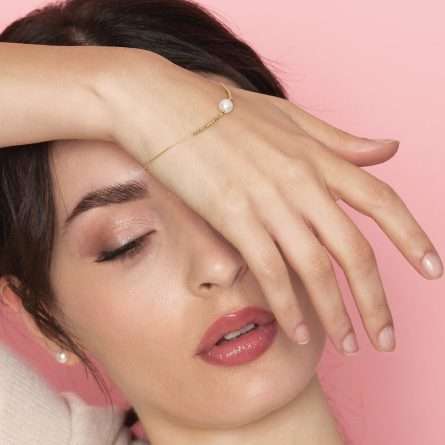 Bracciale di perle coltivate d'acqua dolce in oro giallo 18kt Ø 6,5-7 mm — LeLune