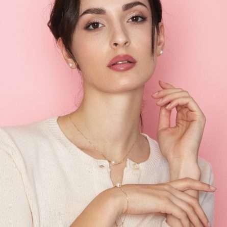 Bracciale di perle coltivate d'acqua dolce in oro giallo 18kt Ø 6,5-7 mm — LeLune