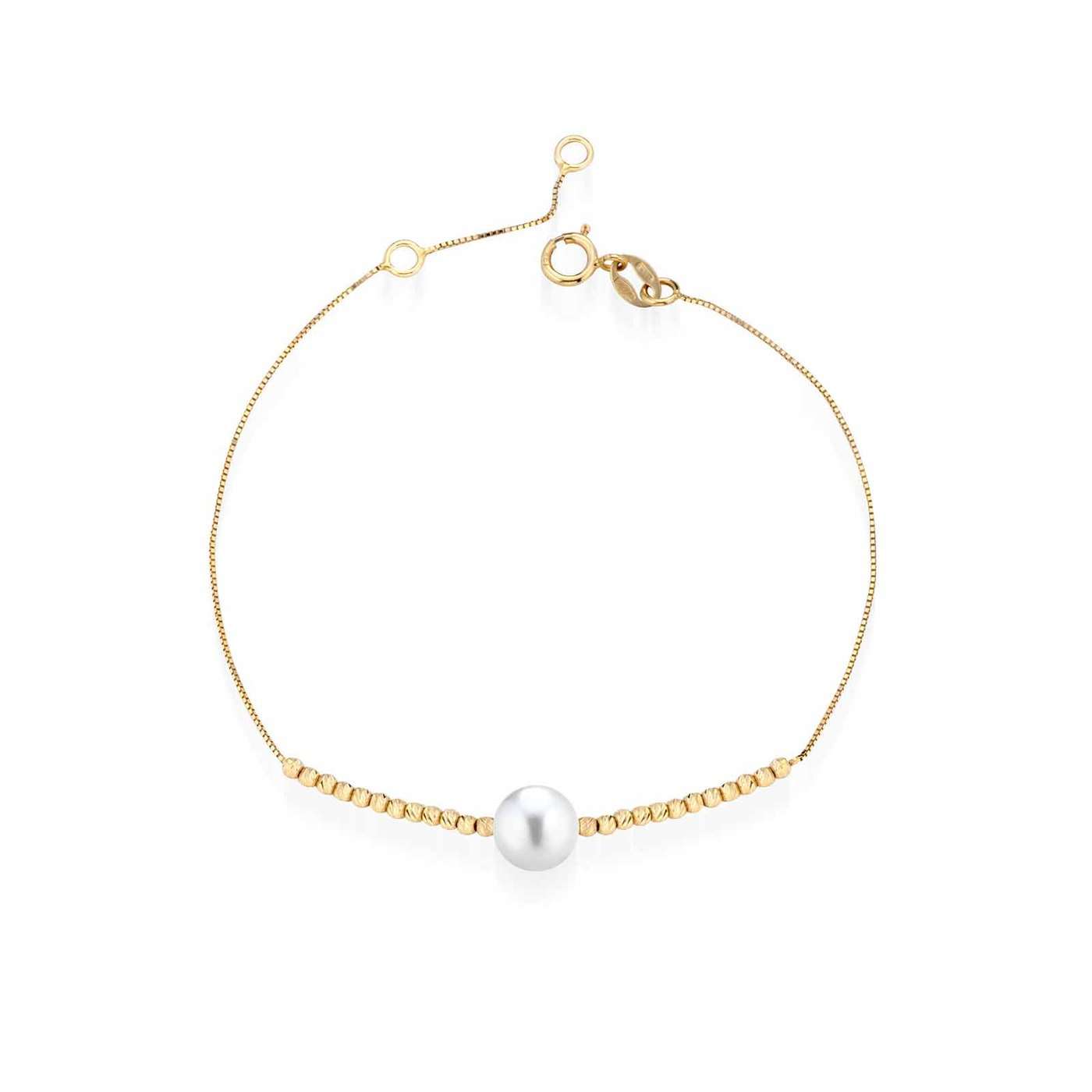 Bracciale di perle coltivate d'acqua dolce in oro giallo 18kt Ø 6,5-7 mm — LeLune