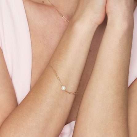 Bracciale di perle coltivate d'acqua dolce in oro giallo 18kt Ø 7-7,5 mm — LeLune