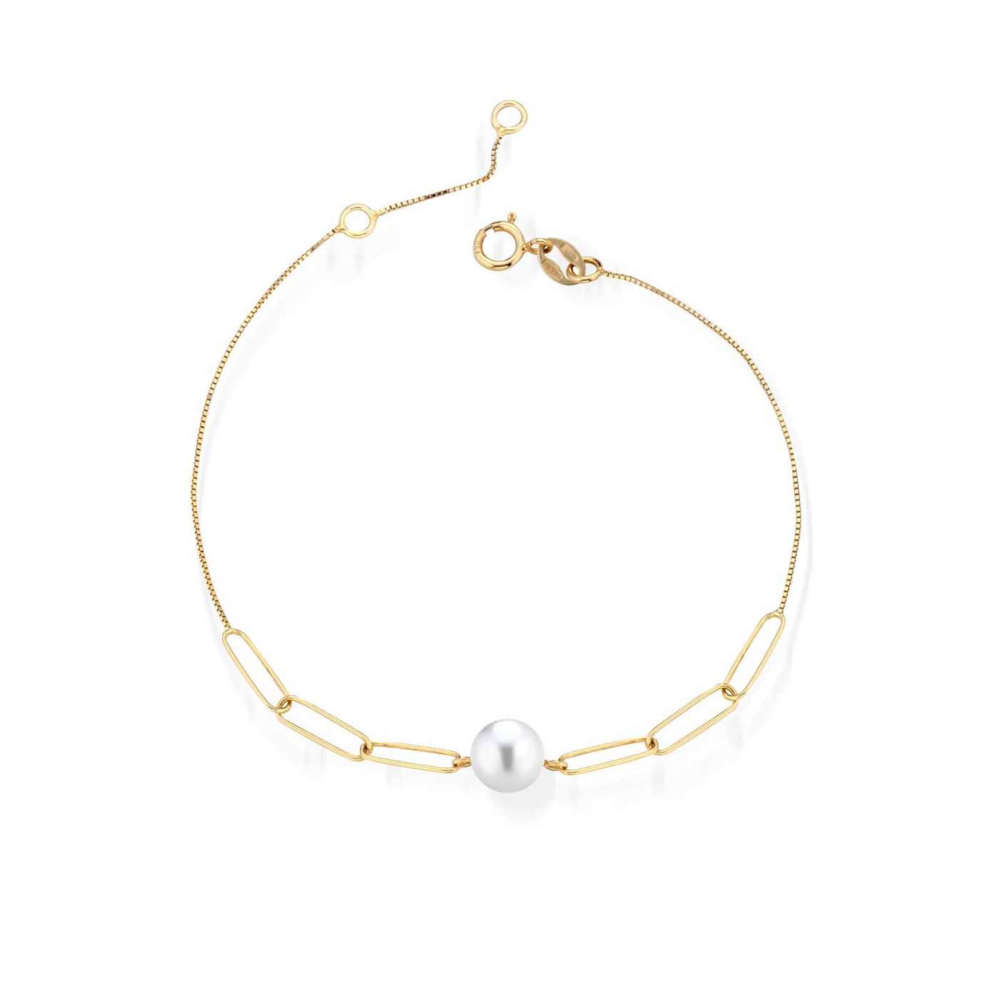Bracciale di perle coltivate d'acqua dolce in oro giallo 18kt Ø 7-7,5 mm — LeLune