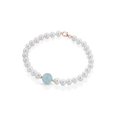 Bracciale di perle coltivate d'acqua dolce in oro rosa 18kt Ø 6-6,5 mm