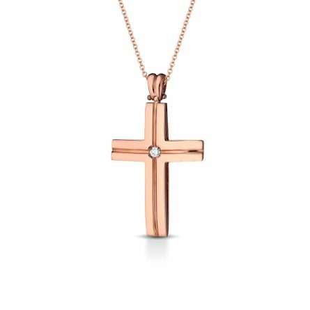 Collana con croce in oro 18kt con diamanti 0,03ct — LeLune