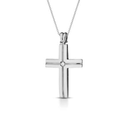 Collana con croce in oro 18kt con diamanti 0,03ct