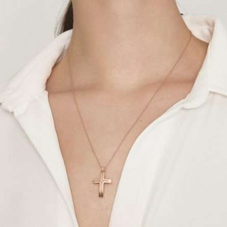Collana con croce in oro 18kt con diamanti 0,03ct — LeLune