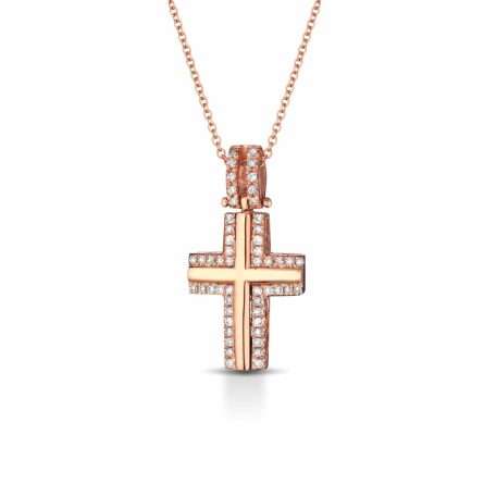 Collana con croce in oro 18kt con diamanti 0,16ct — LeLune