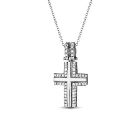 Collana con croce in oro 18kt con diamanti 0,16ct