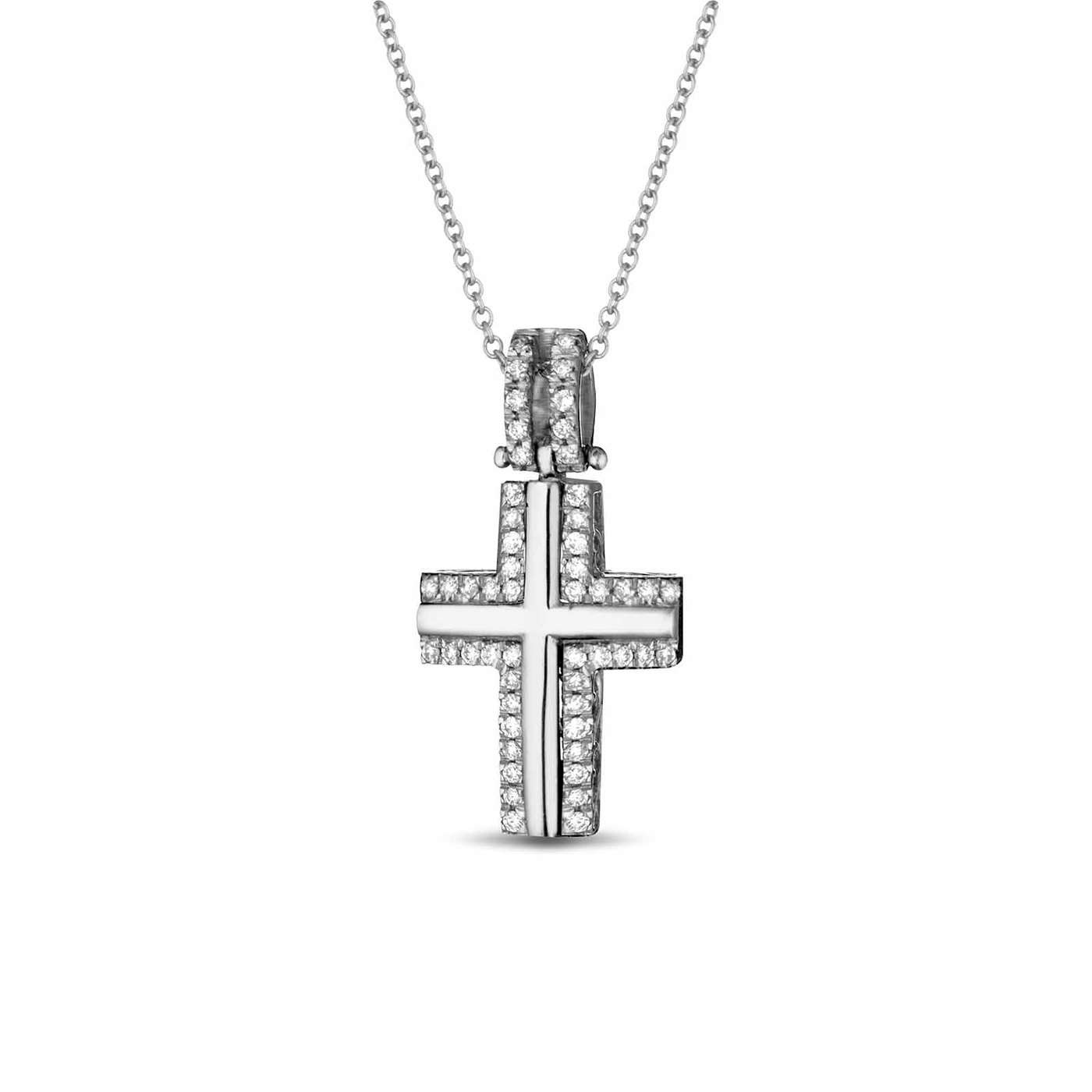 Collana con croce in oro 18kt con diamanti 0,16ct — LeLune