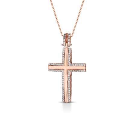 Collana con croce in oro 18kt con diamanti 0,25ct — LeLune