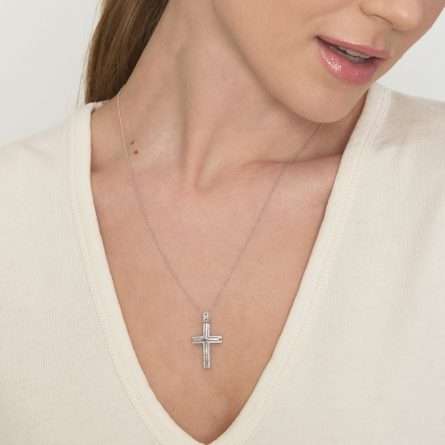 Collana con croce in oro 18kt con diamanti 0,25ct — LeLune