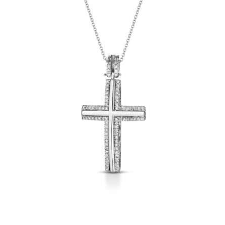Collana con croce in oro 18kt con diamanti 0,25ct