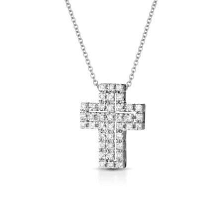 Collana con croce in oro bianco 18kt con diamanti 0,39ct