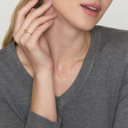 Collana con pendente a cuore in oro 18kt con diamanti 0,06ct — LeLune