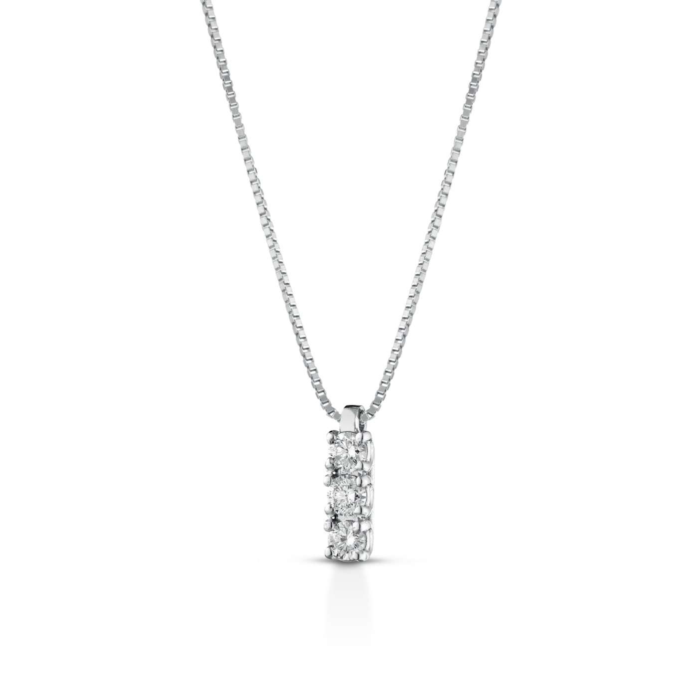Collana con pendente in oro bianco 18kt con diamanti 0,16ct — LeLune