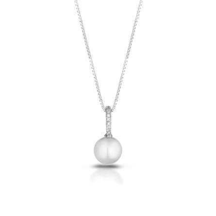 Collar con colgante y perla cultivada en oro blanco de 18K con diamantes 0,01ct Ø 8-8,5 mm LLPN736