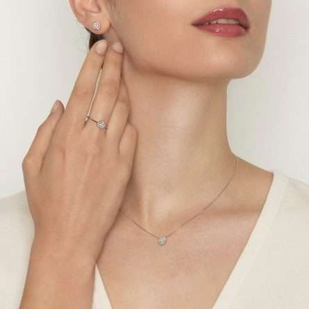 Collana con pendente in oro bianco 18kt con diamanti 0,12ct — LeLune