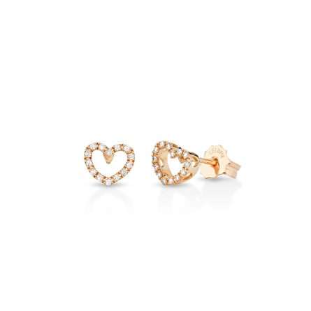 Orecchini a cuore in oro 18kt con diamanti 0,10ct — LeLune