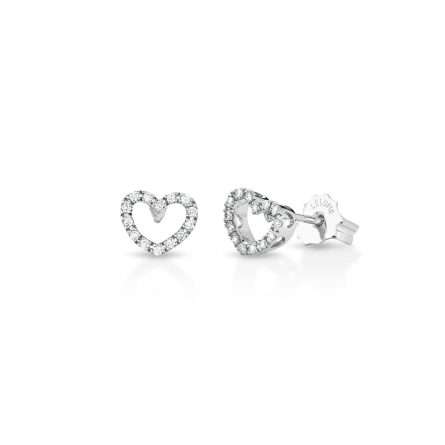 Orecchini a cuore in oro 18kt con diamanti 0,10ct