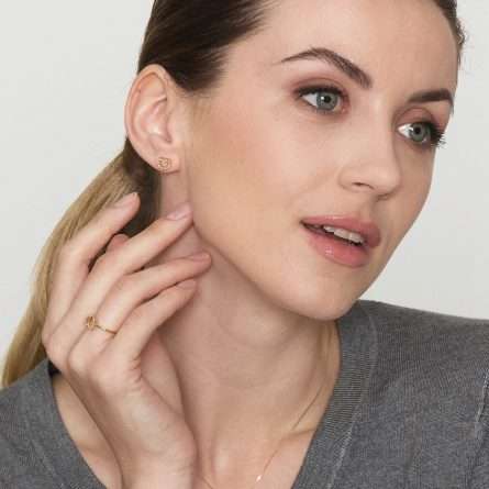 Orecchini a cuore in oro 18kt con diamanti 0,10ct — LeLune