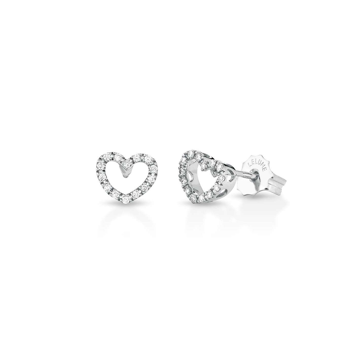 Orecchini a cuore in oro 18kt con diamanti 0,10ct — LeLune