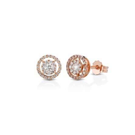 Orecchini a lobo con doppio contorno in oro 18kt con diamanti 0,49ct — LeLune