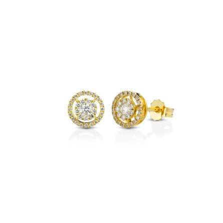 Orecchini a lobo con doppio contorno in oro 18kt con diamanti 0,49ct — LeLune