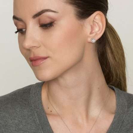 Orecchini a lobo con doppio contorno in oro 18kt con diamanti 0,49ct — LeLune