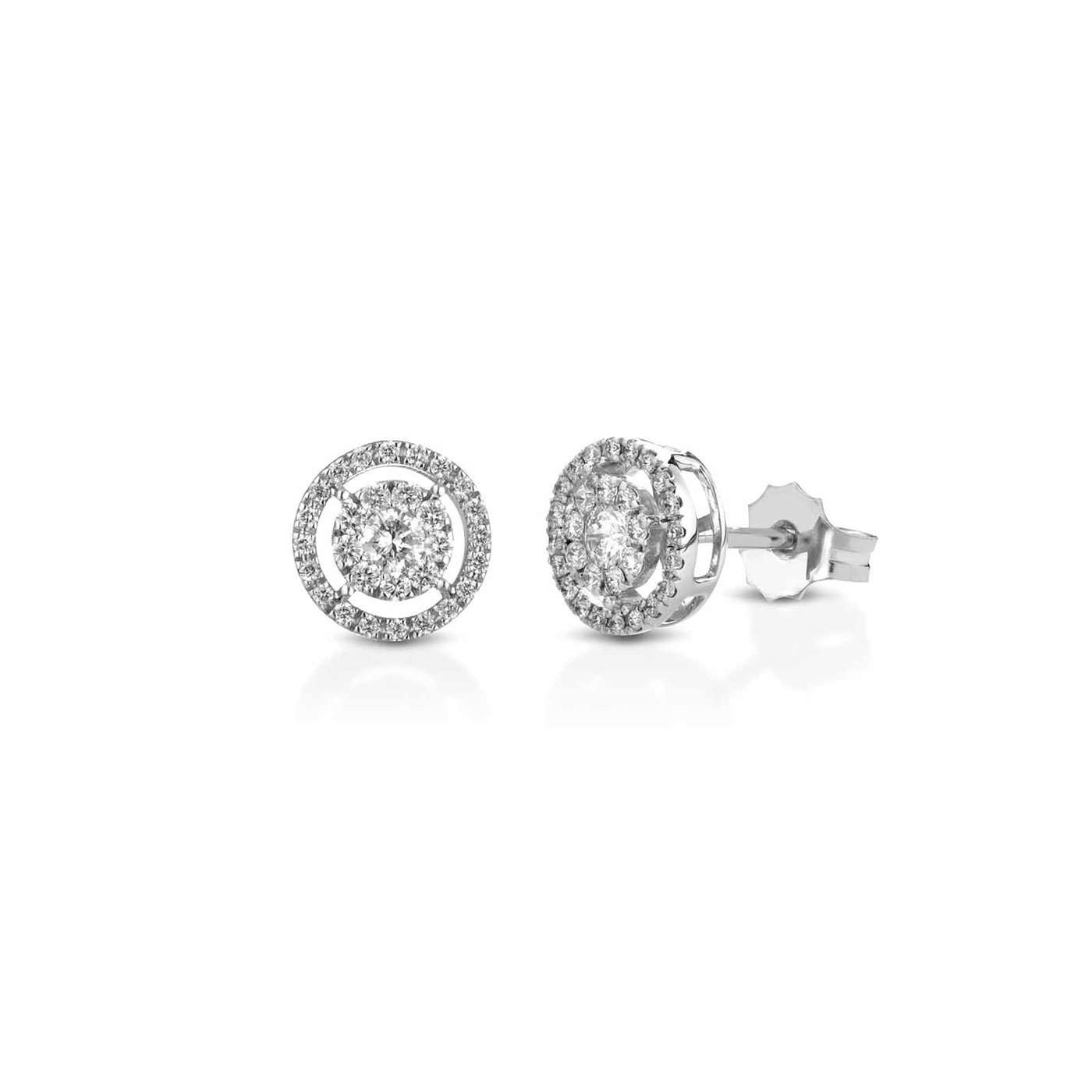 Orecchini a lobo con doppio contorno in oro 18kt con diamanti 0,49ct — LeLune