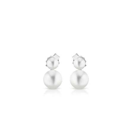 Cultured pearl earrings in 18kt gold Ø 4 and 7.5 mm