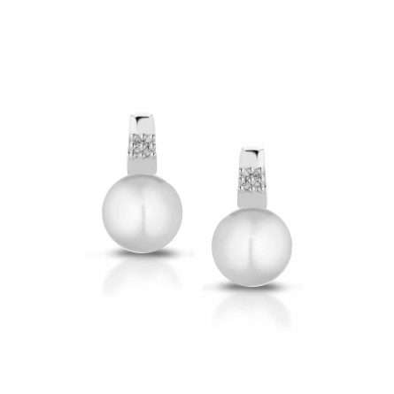 Cultured pearl earrings in 18kt white gold with 0.04ct diamonds Ø 7-7.5 mm LLEA724